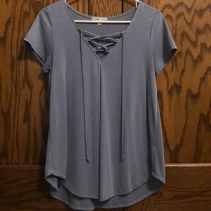 Light blue tie short sleeve shirt